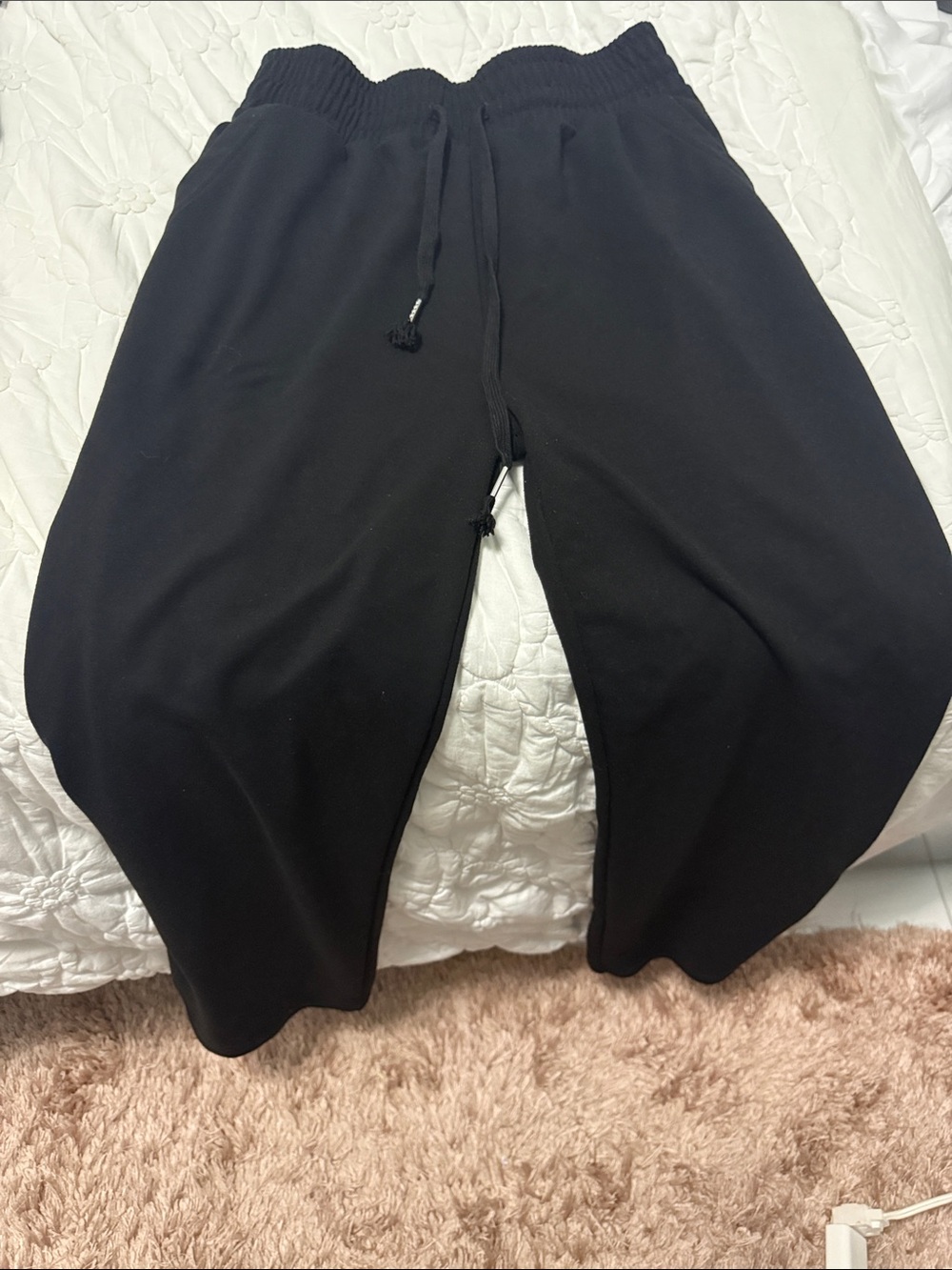 New Mix Black Wide-Leg Drawstring Track Pants